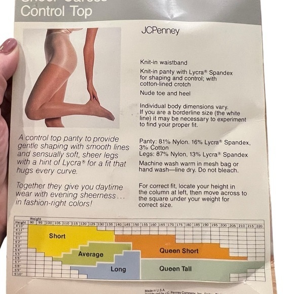 Vintage Sheer Caress Pantyhose Control Top Queen Tall Navy 29 Worthington‎ NEW - Picture 6 of 8